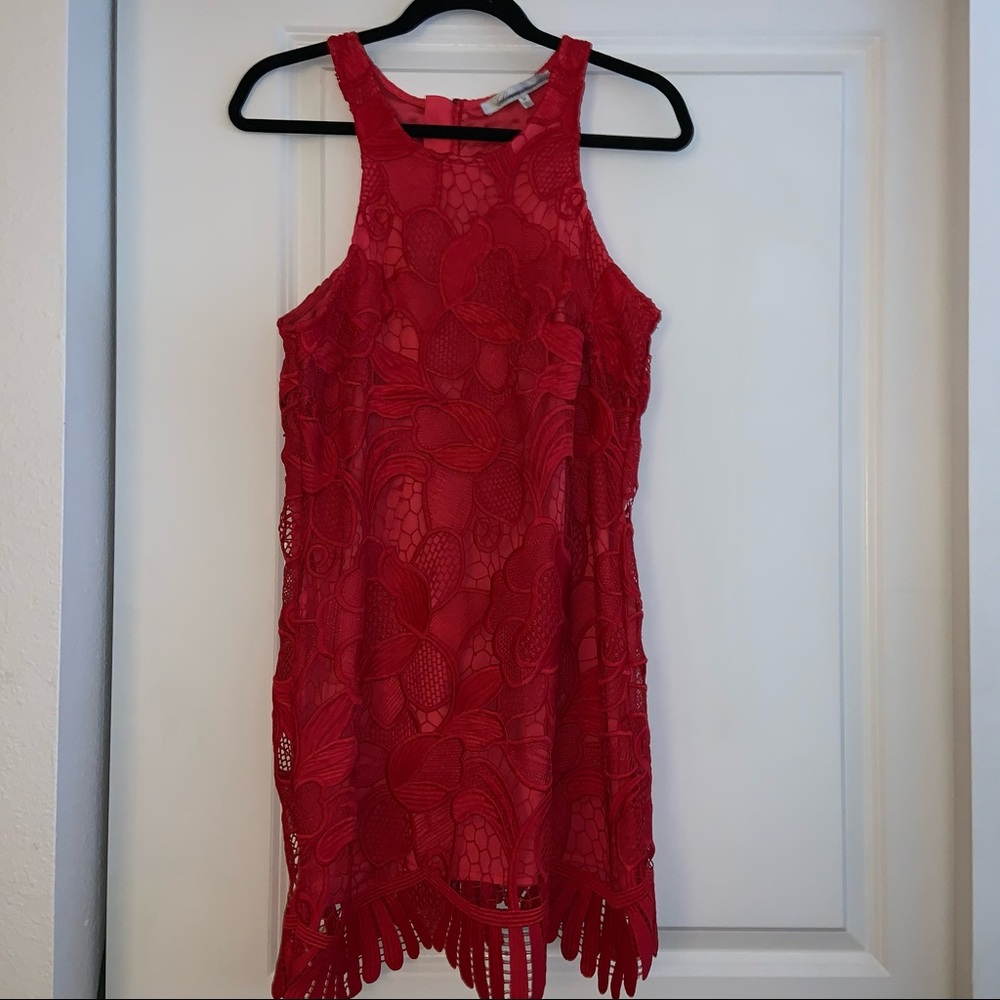 Red lace dress